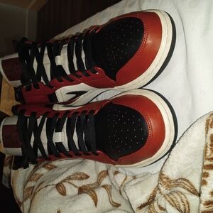 Red and Black High-Top Sneakers